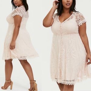 TORRID mini lace button front shirt dress 2